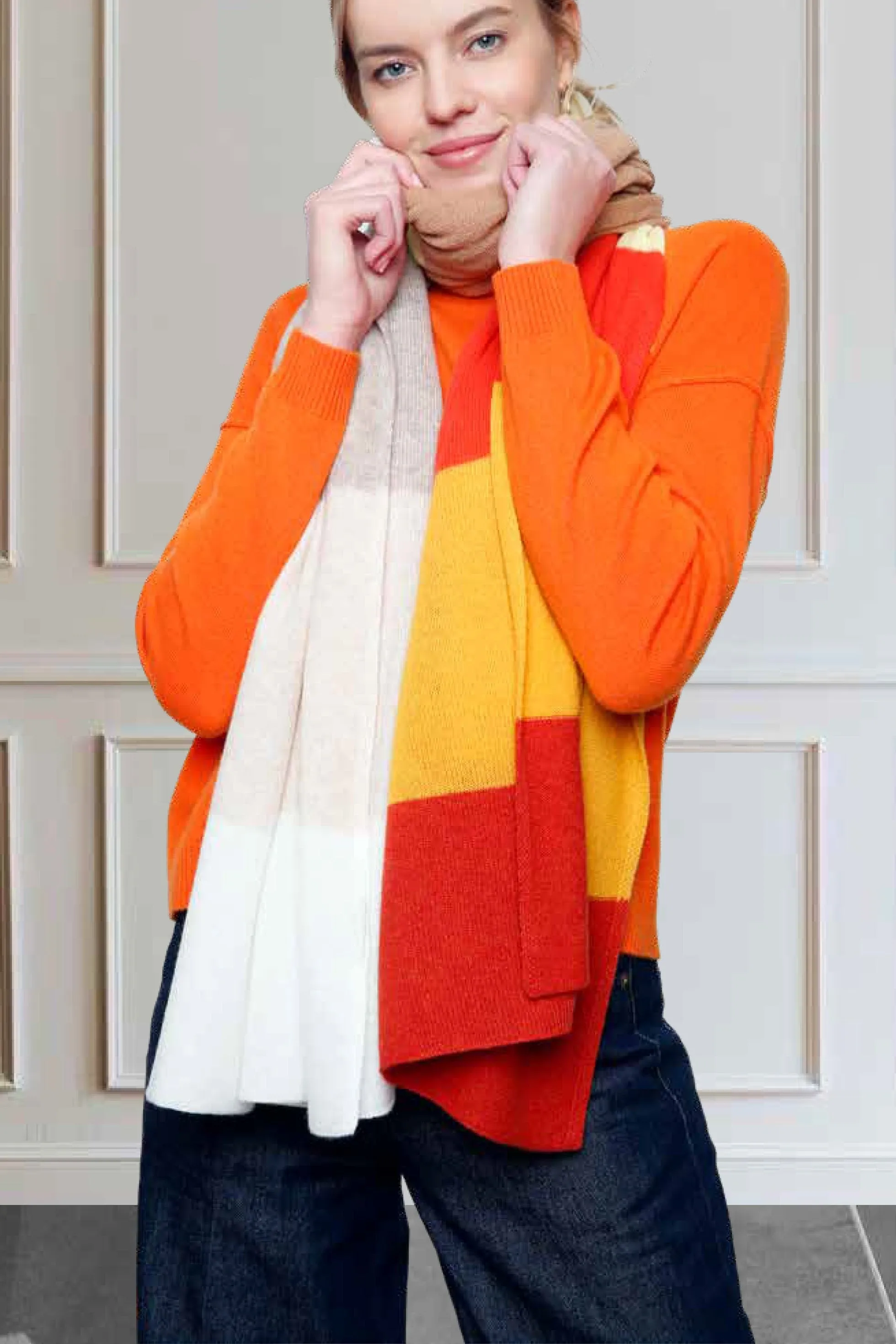100% Cashmere Color Blocked Shawl