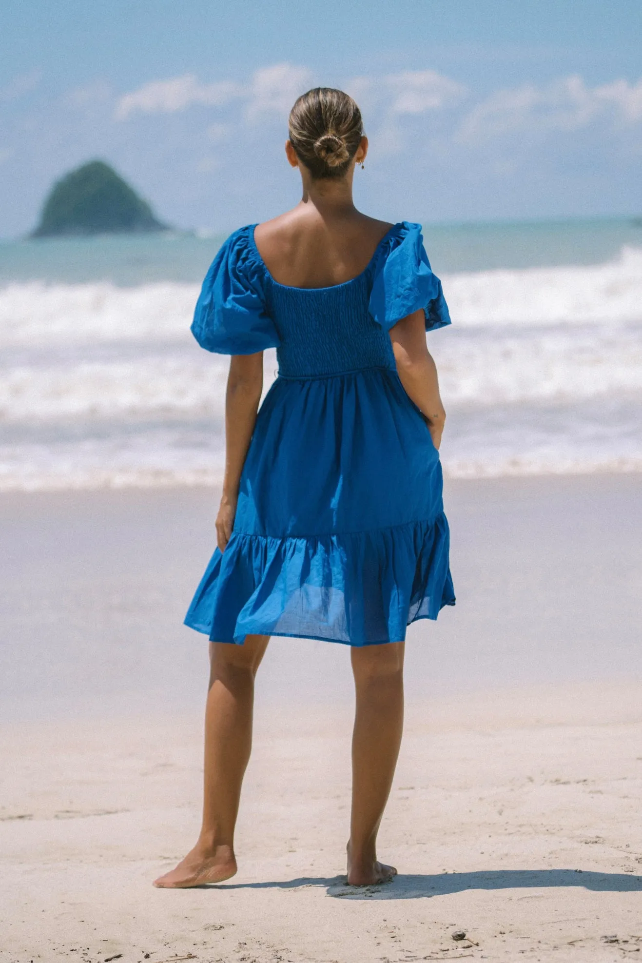 Brielle Blue Puff Sleeve Mini Dress