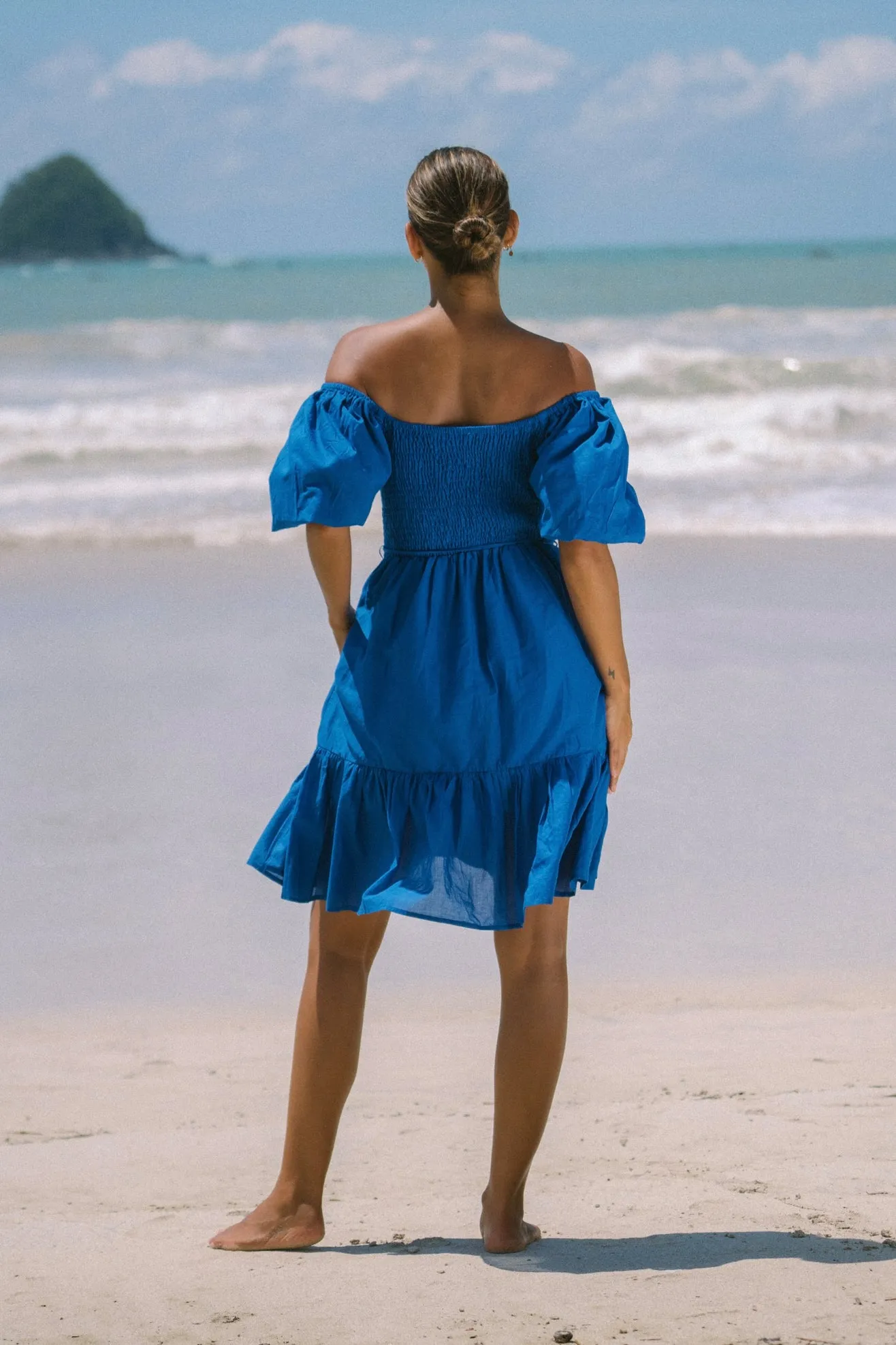 Brielle Blue Puff Sleeve Mini Dress