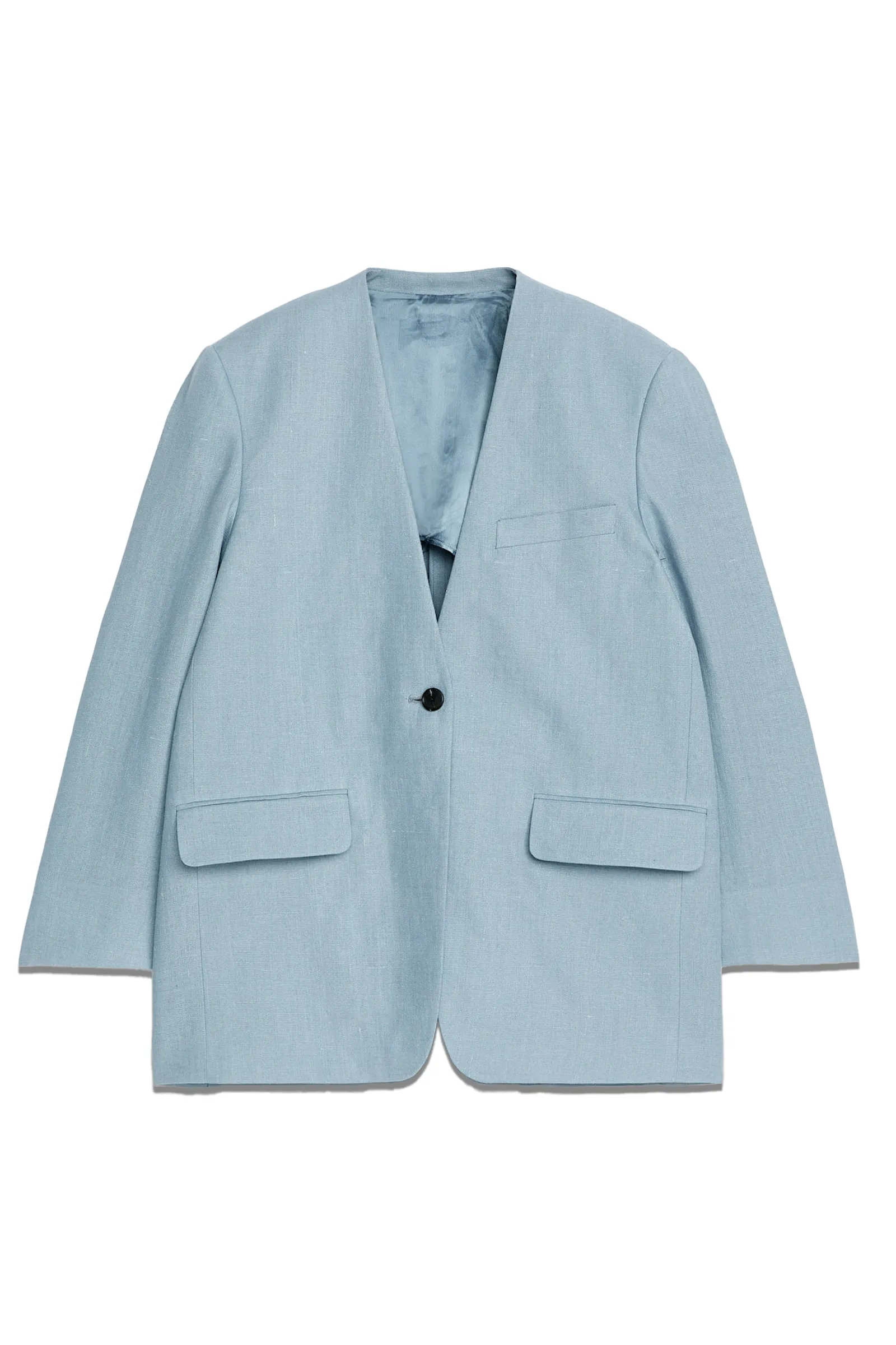 Collarless Linen Blazer