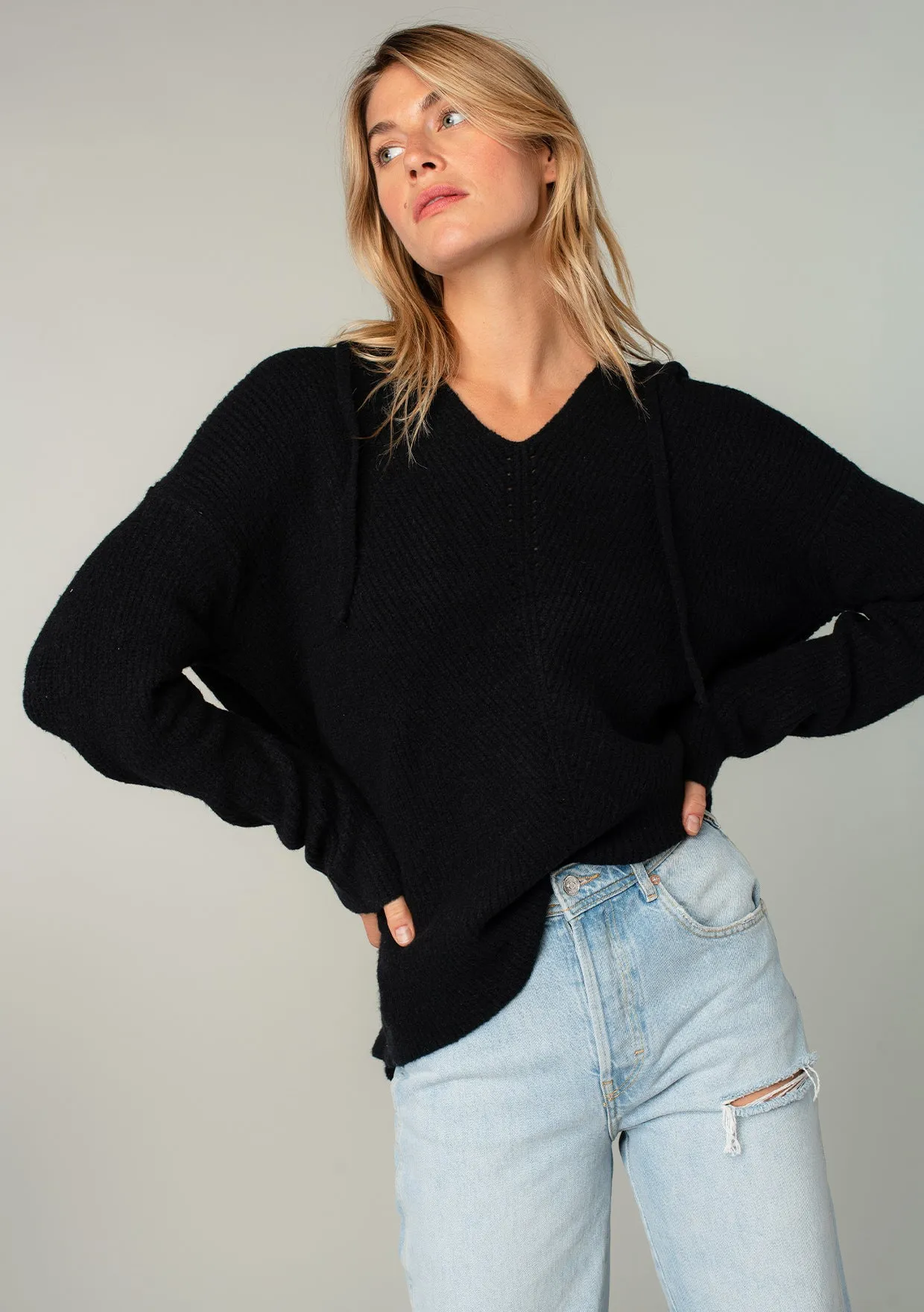 Cozy Long Sleeve Hooded Pullover Sweater