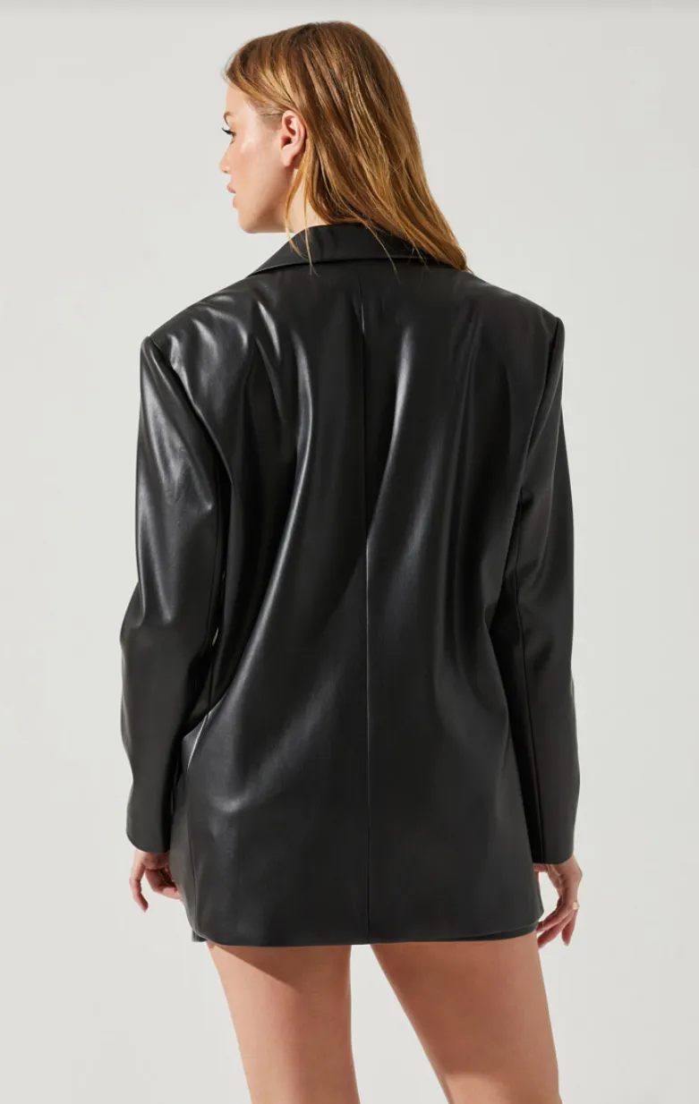Ezra Faux Leather Blazer