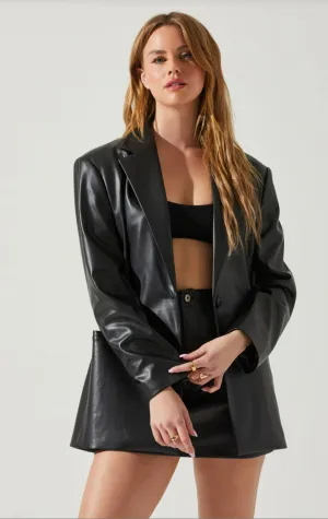 Ezra Faux Leather Blazer