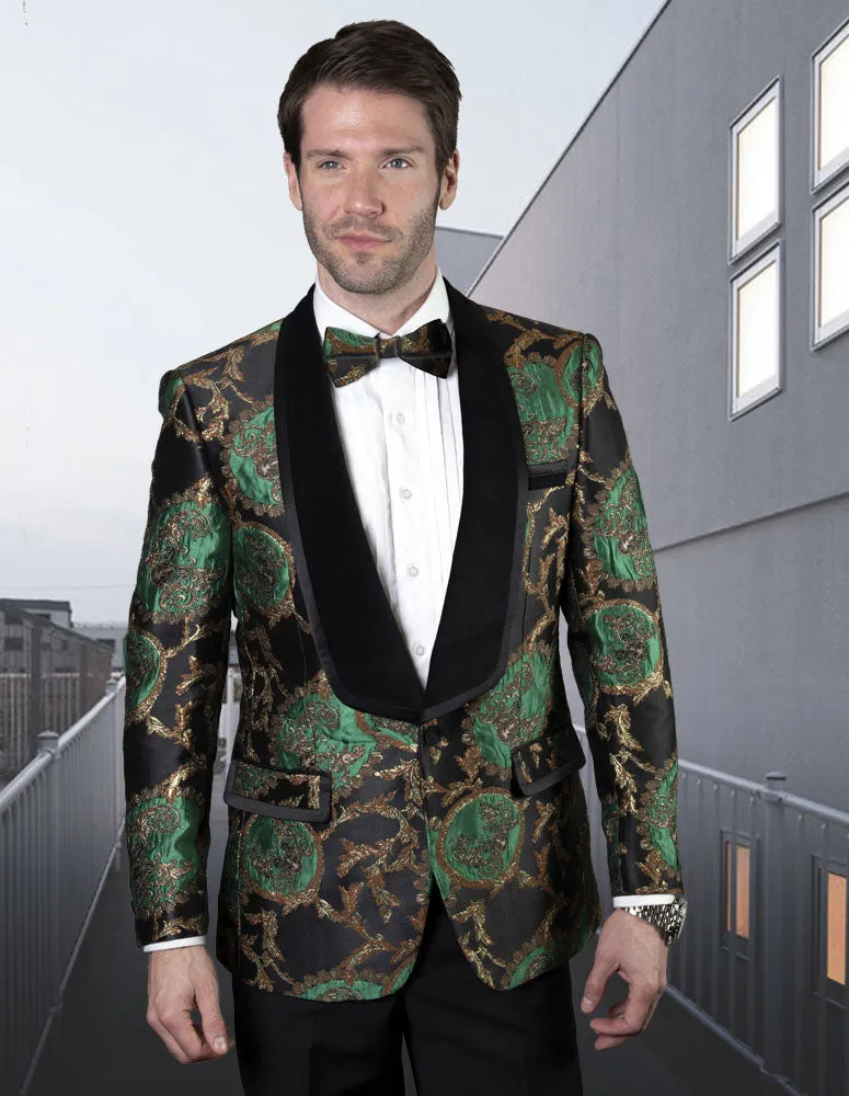 Fancy Woven Single Jacket. Modern Cut | VJ-100| Green