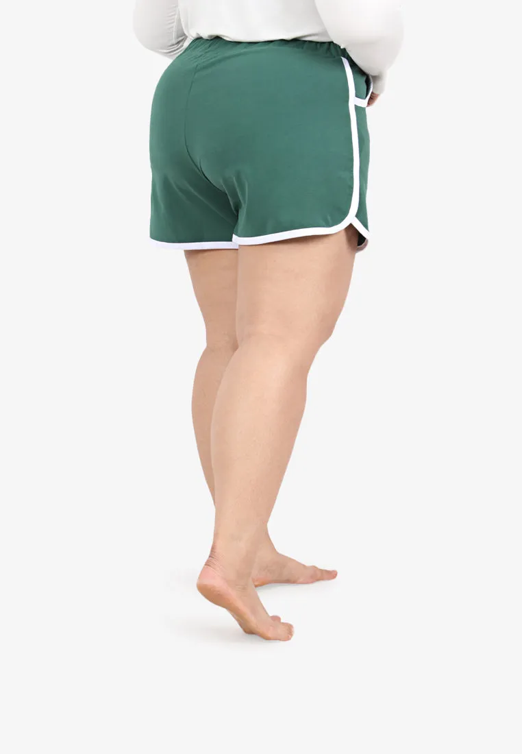 Fonda Plus Size Retro Shorts - Green