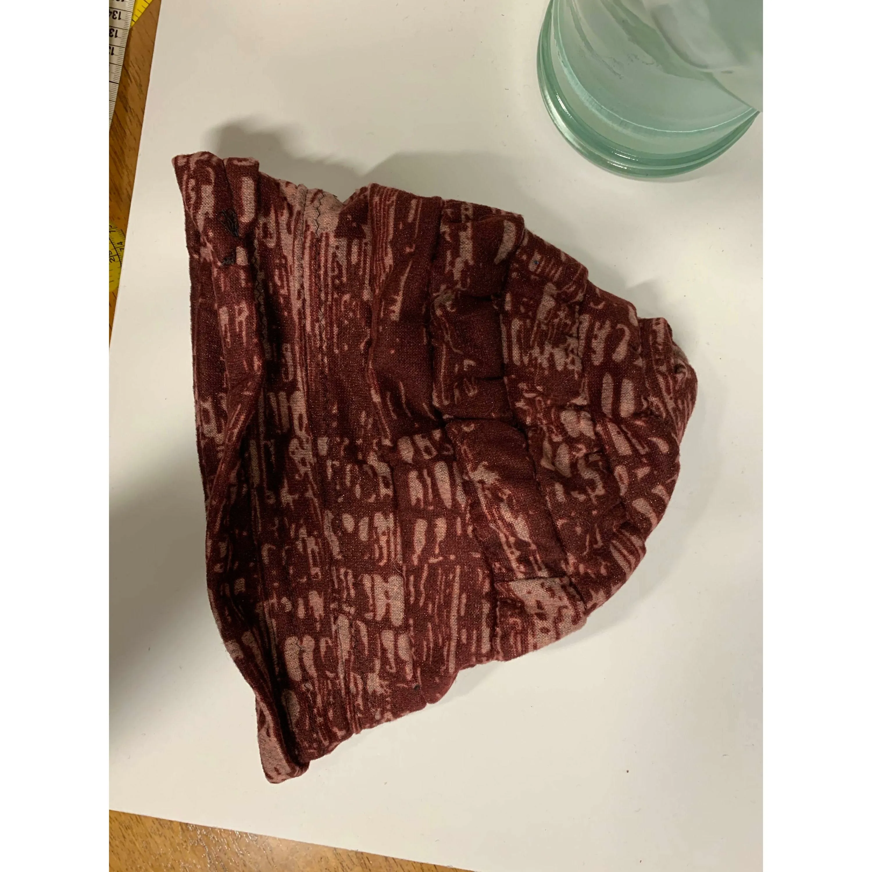 Hypo allergenic cozy soft warm free form maroon print hat. No wool. Free shipping.