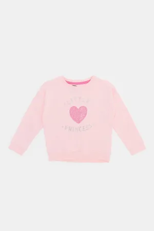 Infant Girls Pink Placement Print Sweatshirt