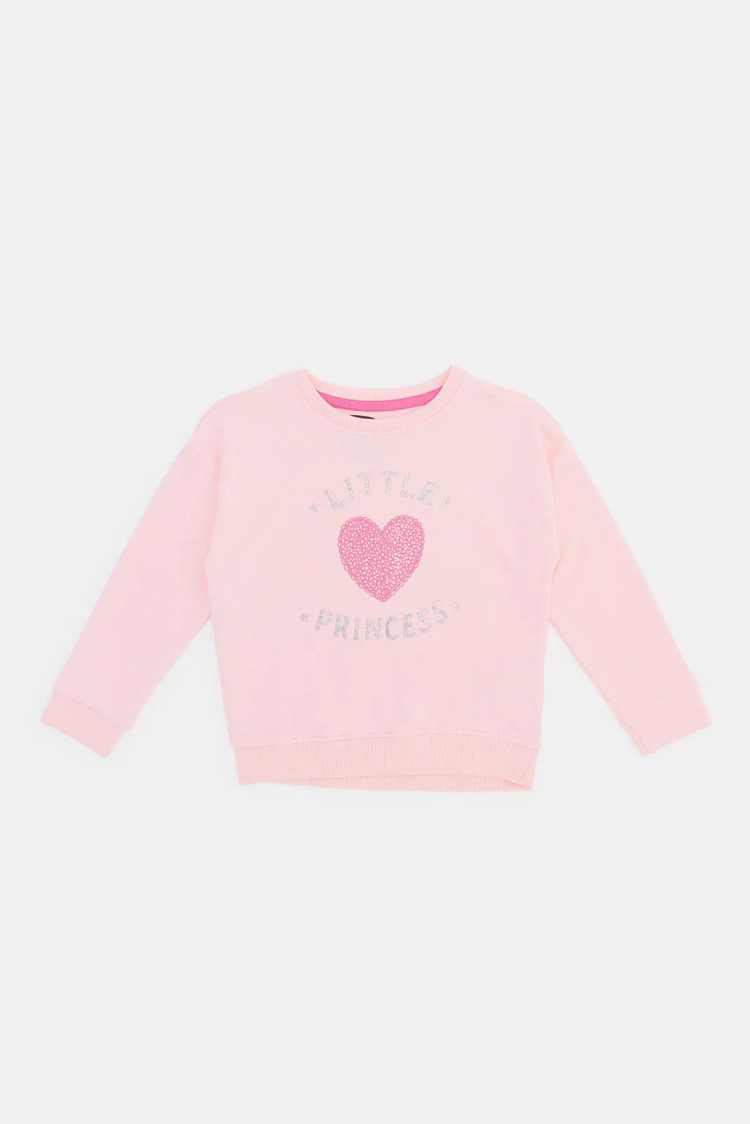 Infant Girls Pink Placement Print Sweatshirt