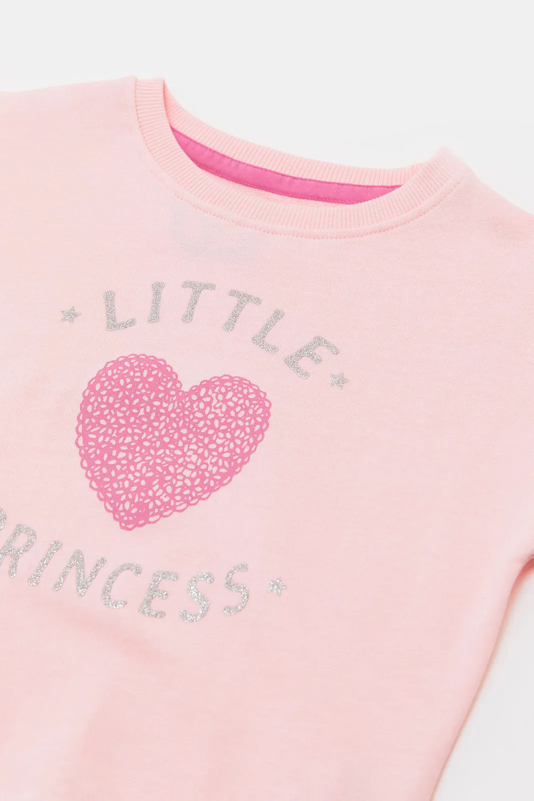 Infant Girls Pink Placement Print Sweatshirt