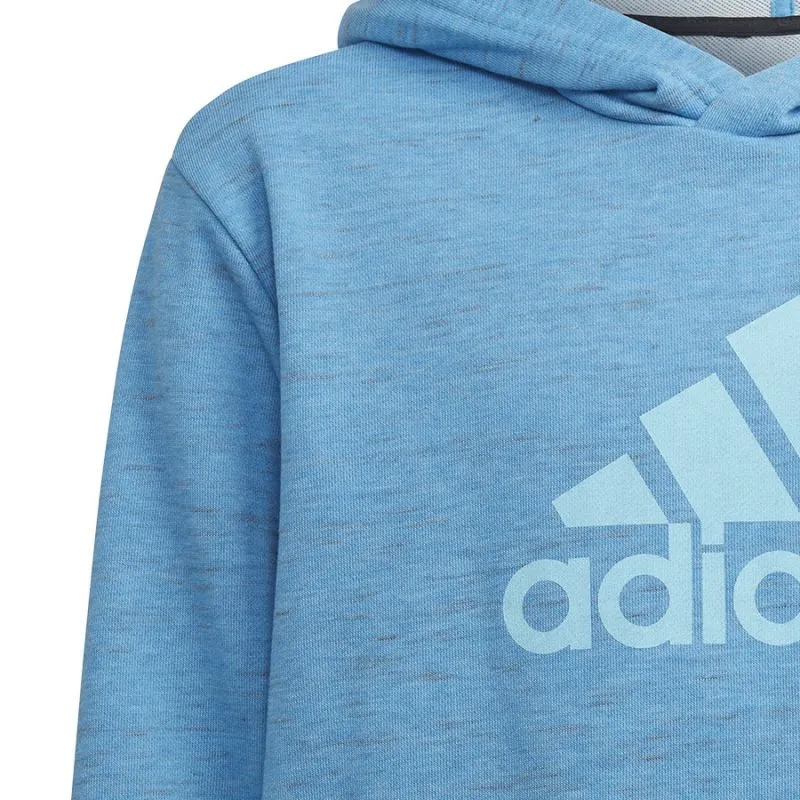 Junior's Cozy Blue Adidas Badge of Sport Hoodie with Front Pocket