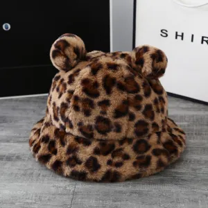 Leopard Fur Hat Fall/Winter Warm Fisherman Hat