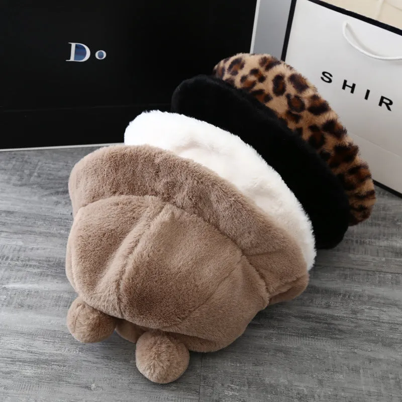 Leopard Fur Hat Fall/Winter Warm Fisherman Hat