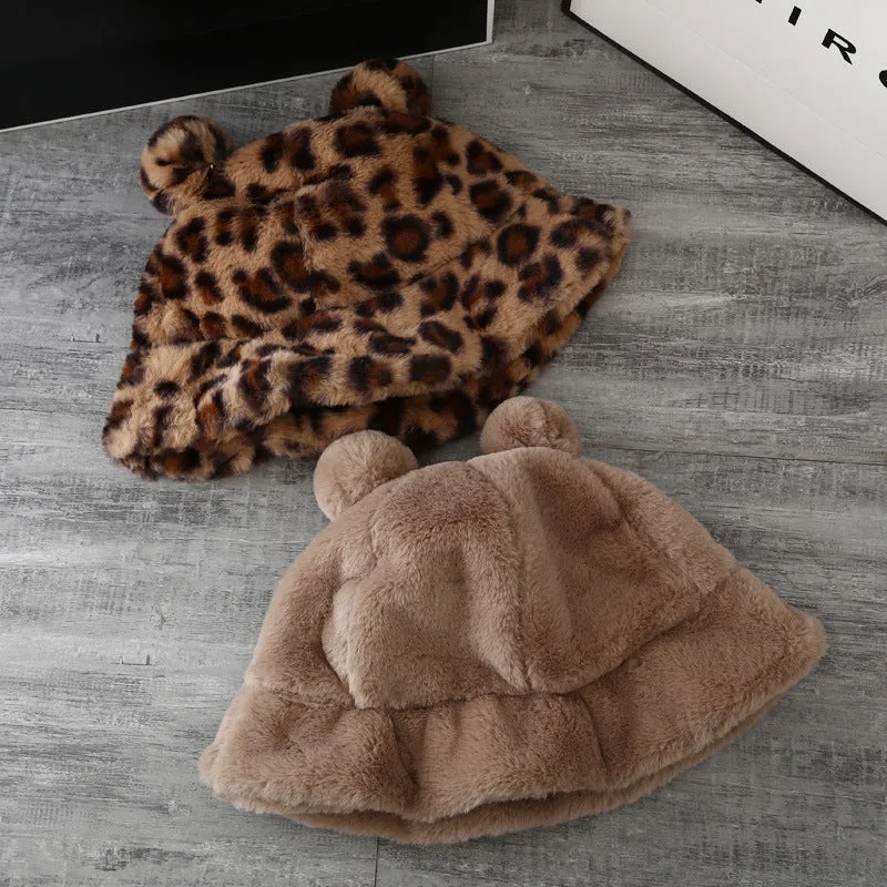 Leopard Fur Hat Fall/Winter Warm Fisherman Hat