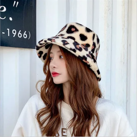 Leopard Fur Hat Warm Fisherman Hat