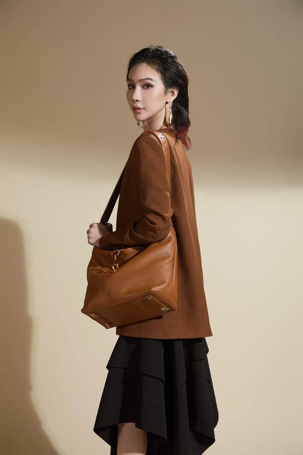 Nora Straight Lapelless Cotton Blend Blazer