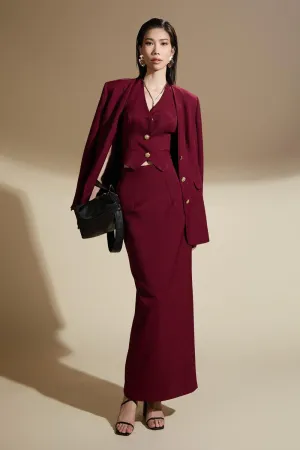 Nora Straight Lapelless Cotton Blend Blazer