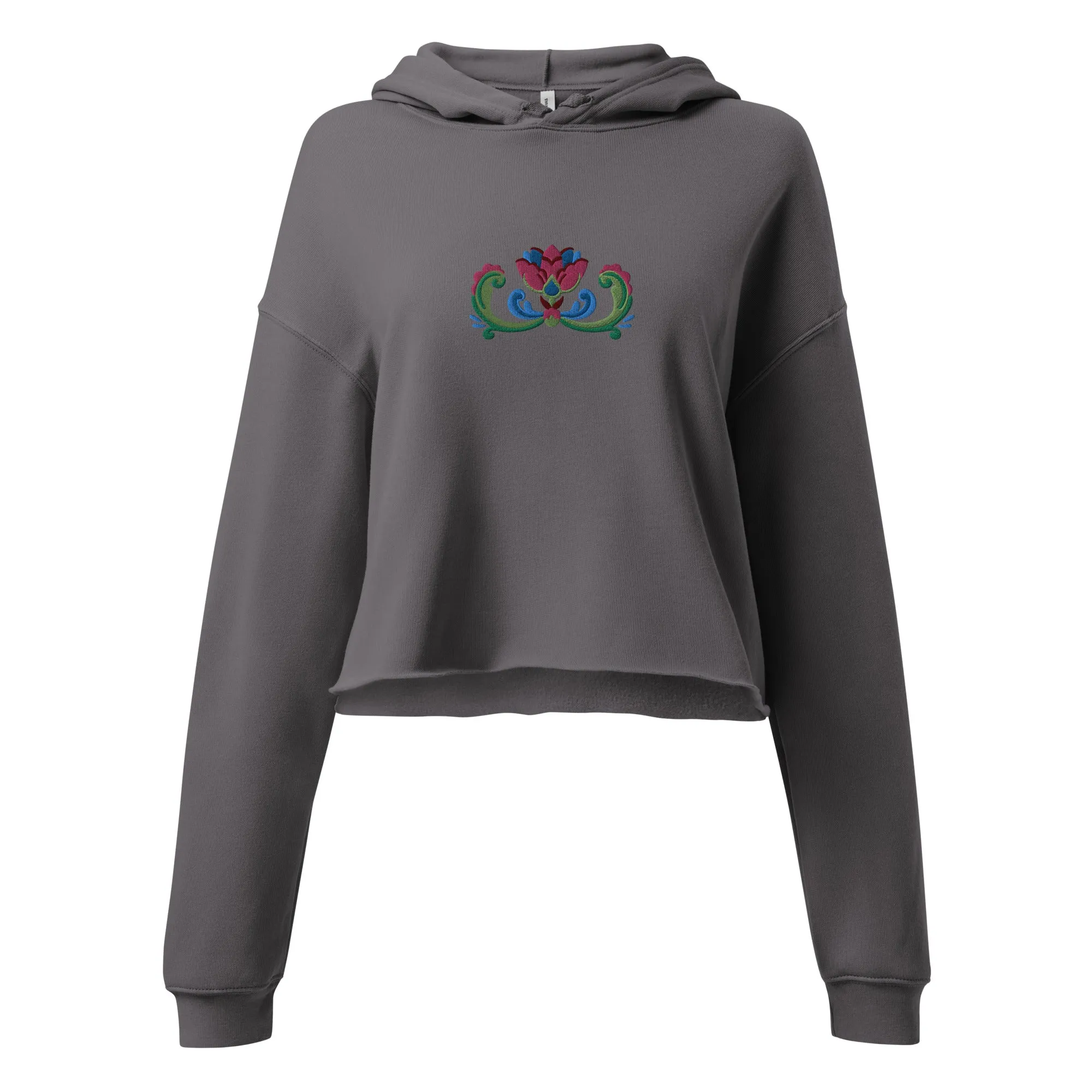 Norwegian Rosemaling Embroidered Cropped Hoodie