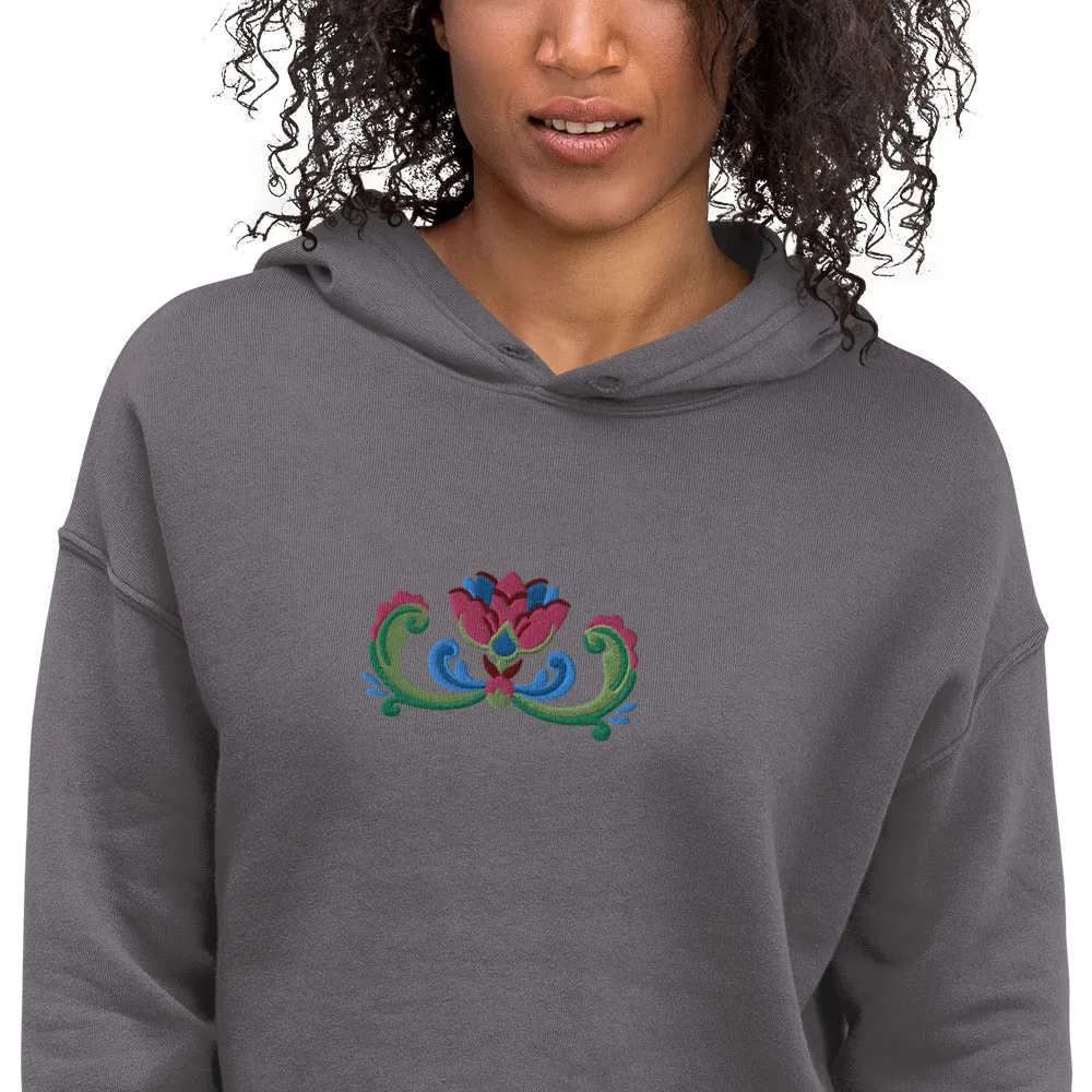 Norwegian Rosemaling Embroidered Cropped Hoodie