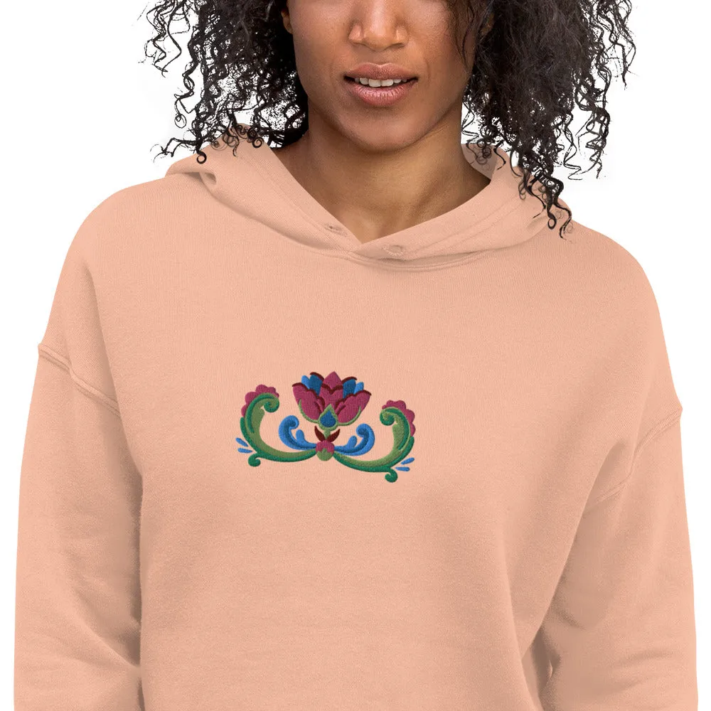 Norwegian Rosemaling Embroidered Cropped Hoodie