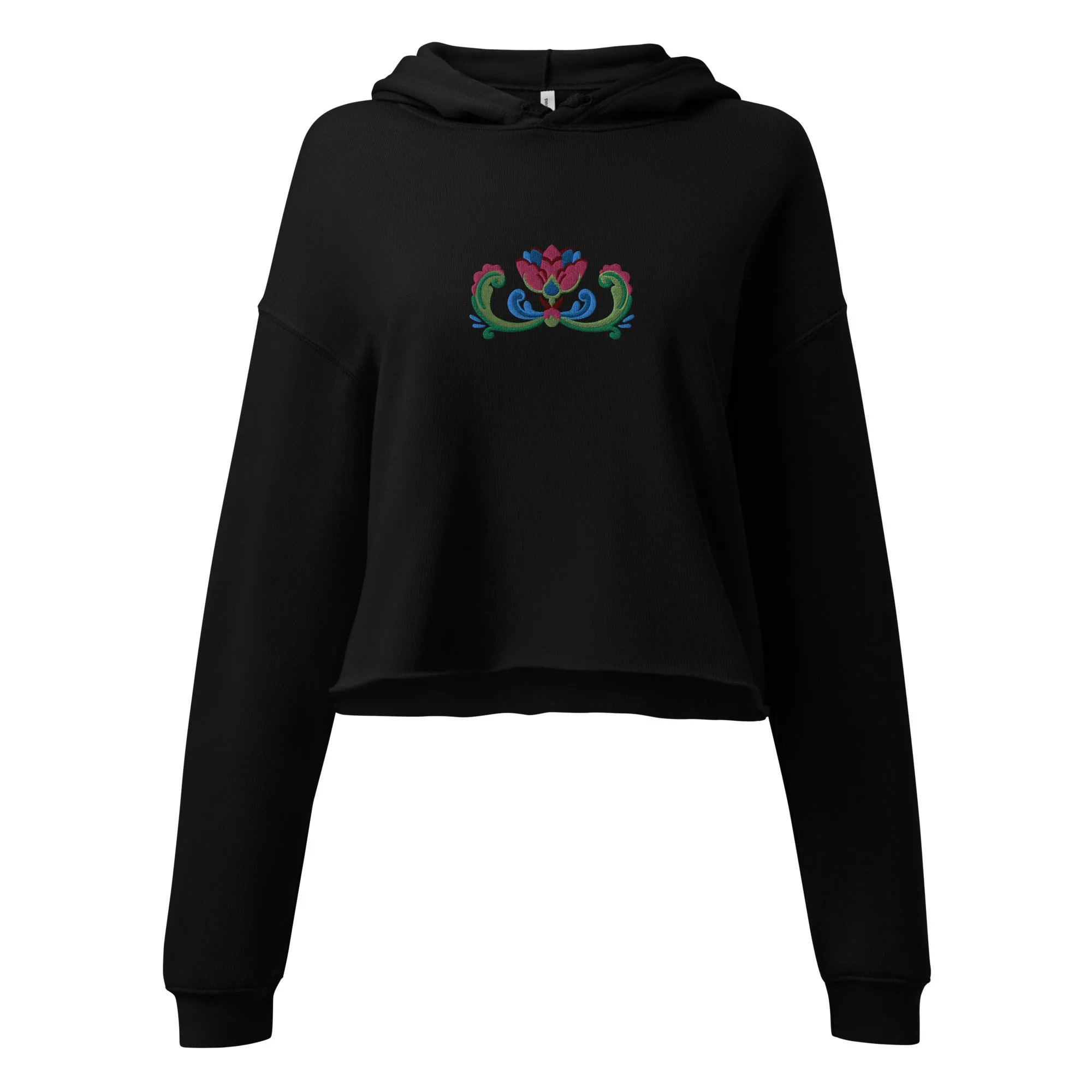 Norwegian Rosemaling Embroidered Cropped Hoodie