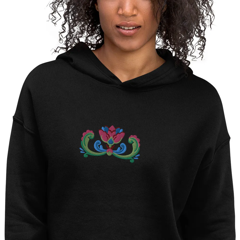 Norwegian Rosemaling Embroidered Cropped Hoodie