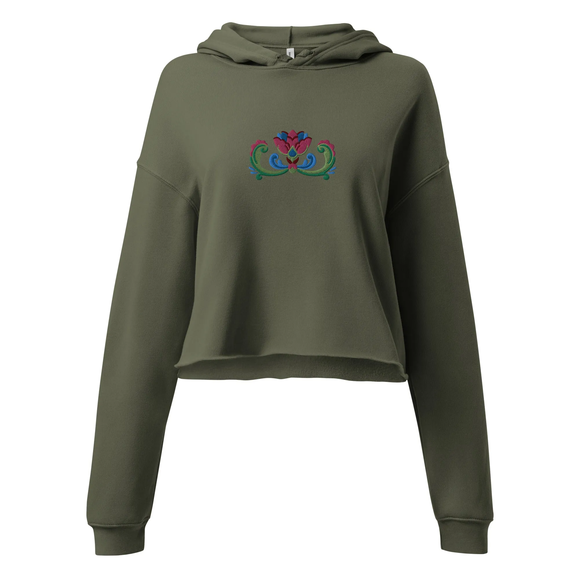 Norwegian Rosemaling Embroidered Cropped Hoodie