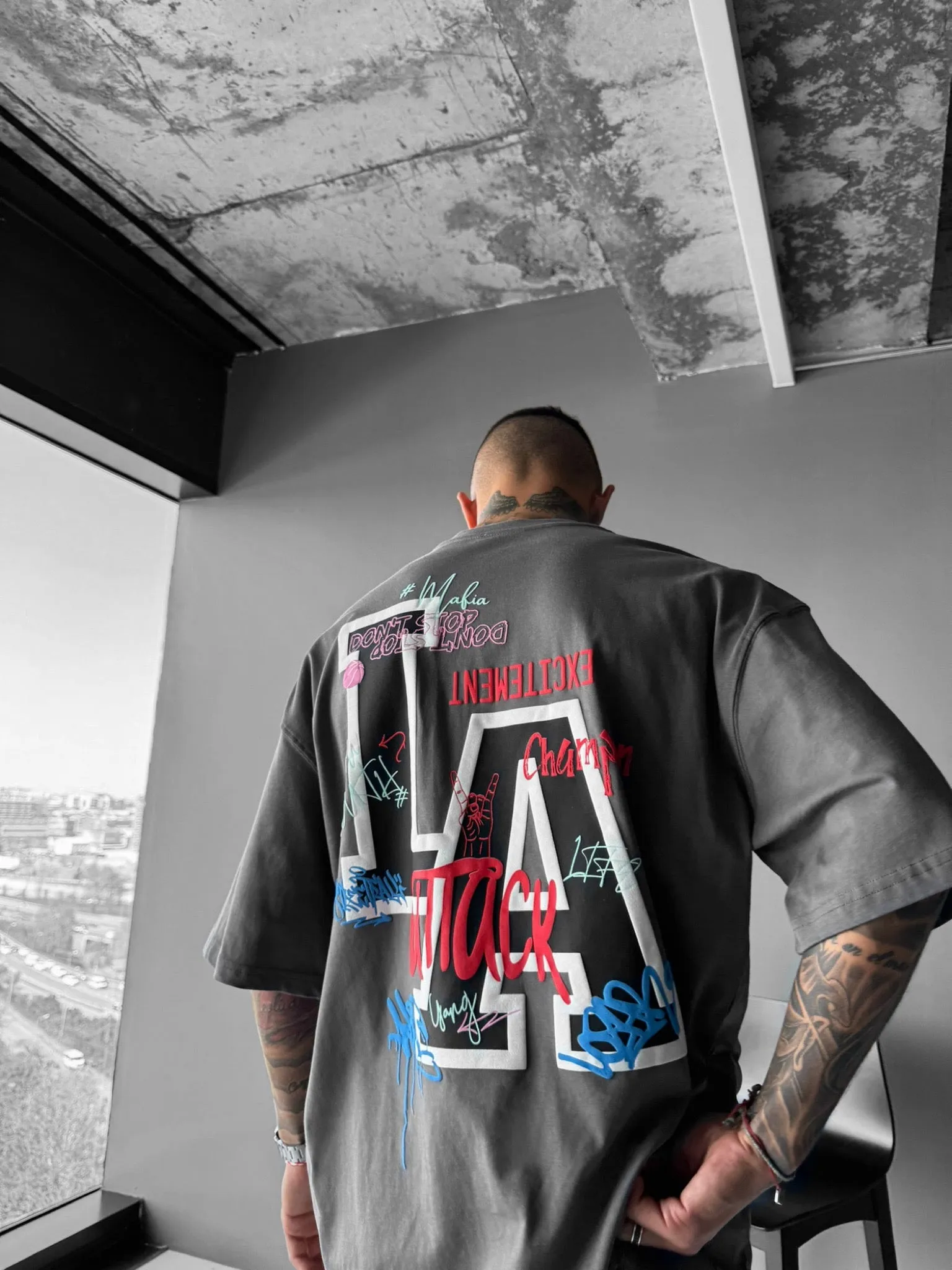 Oversize L.A T-shirt - Anthracite