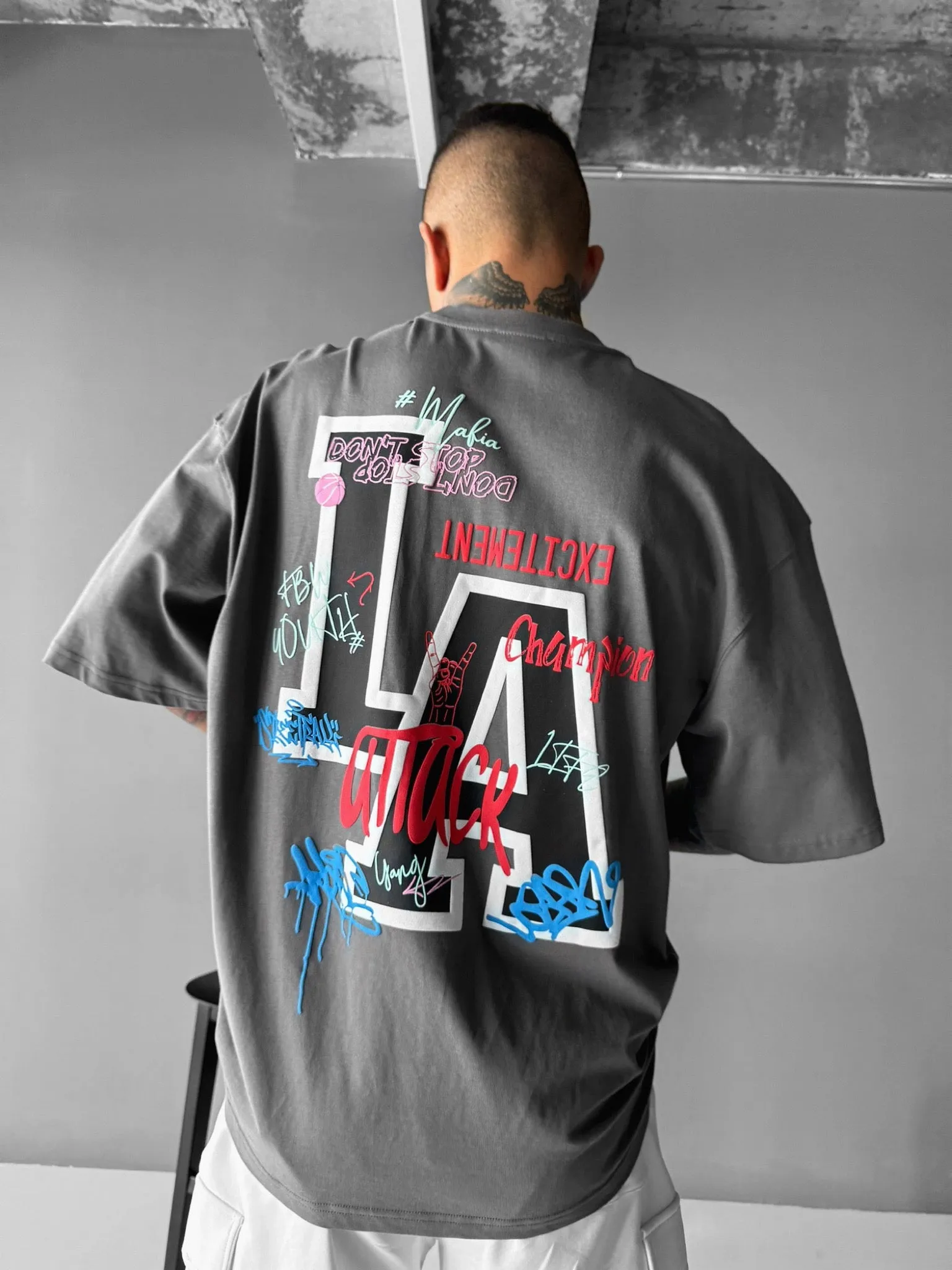 Oversize L.A T-shirt - Anthracite