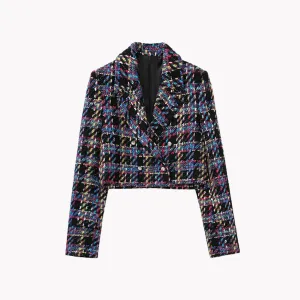 Pre Order:  Plaid Cropped Blazer