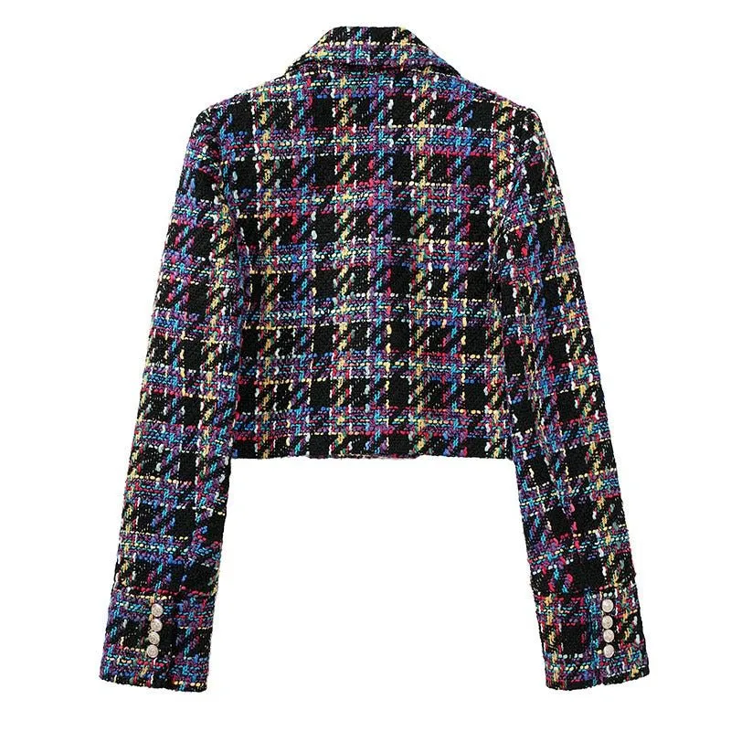 Pre Order:  Plaid Cropped Blazer