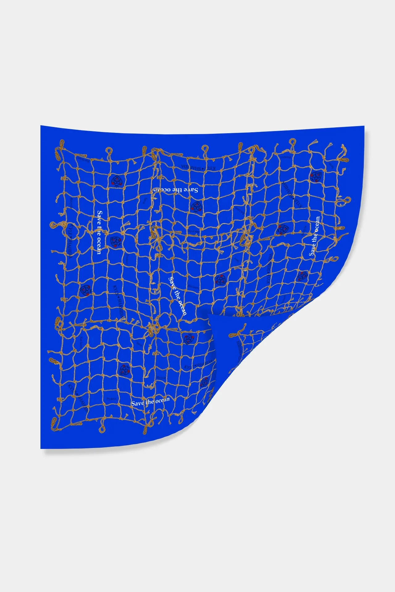 Printed Silk Scarf in Blue