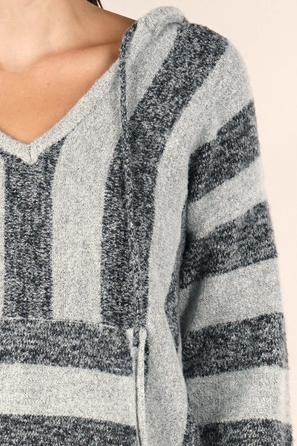 Retro Striped Hooded Pullover Hoodie Sweater
