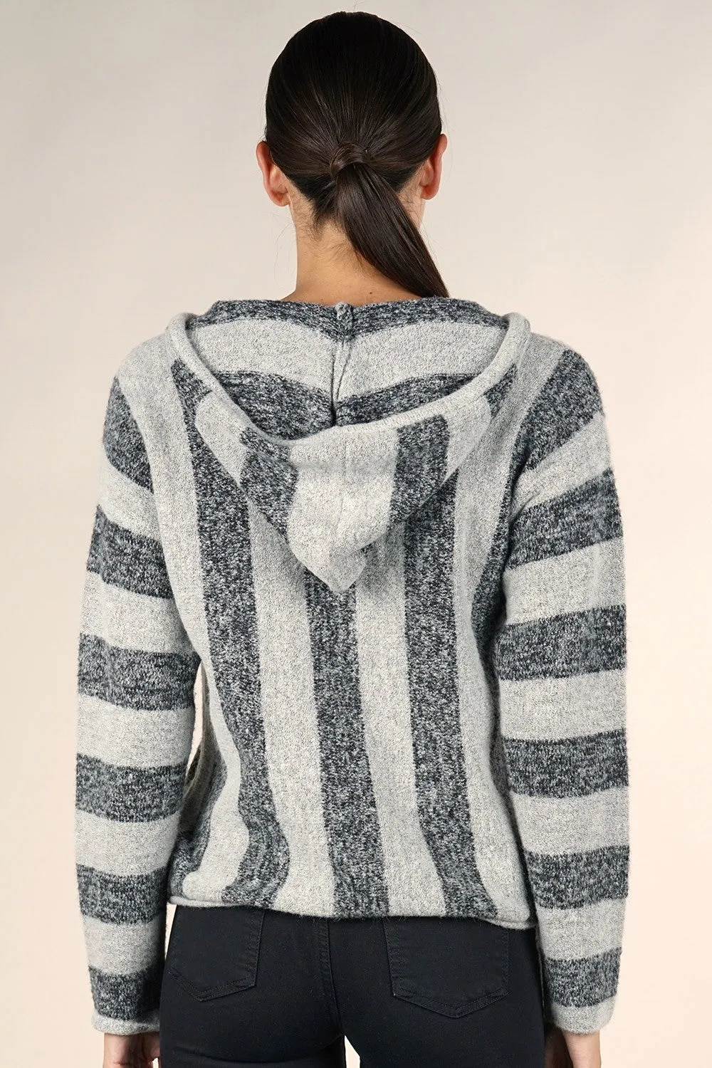Retro Striped Hooded Pullover Hoodie Sweater