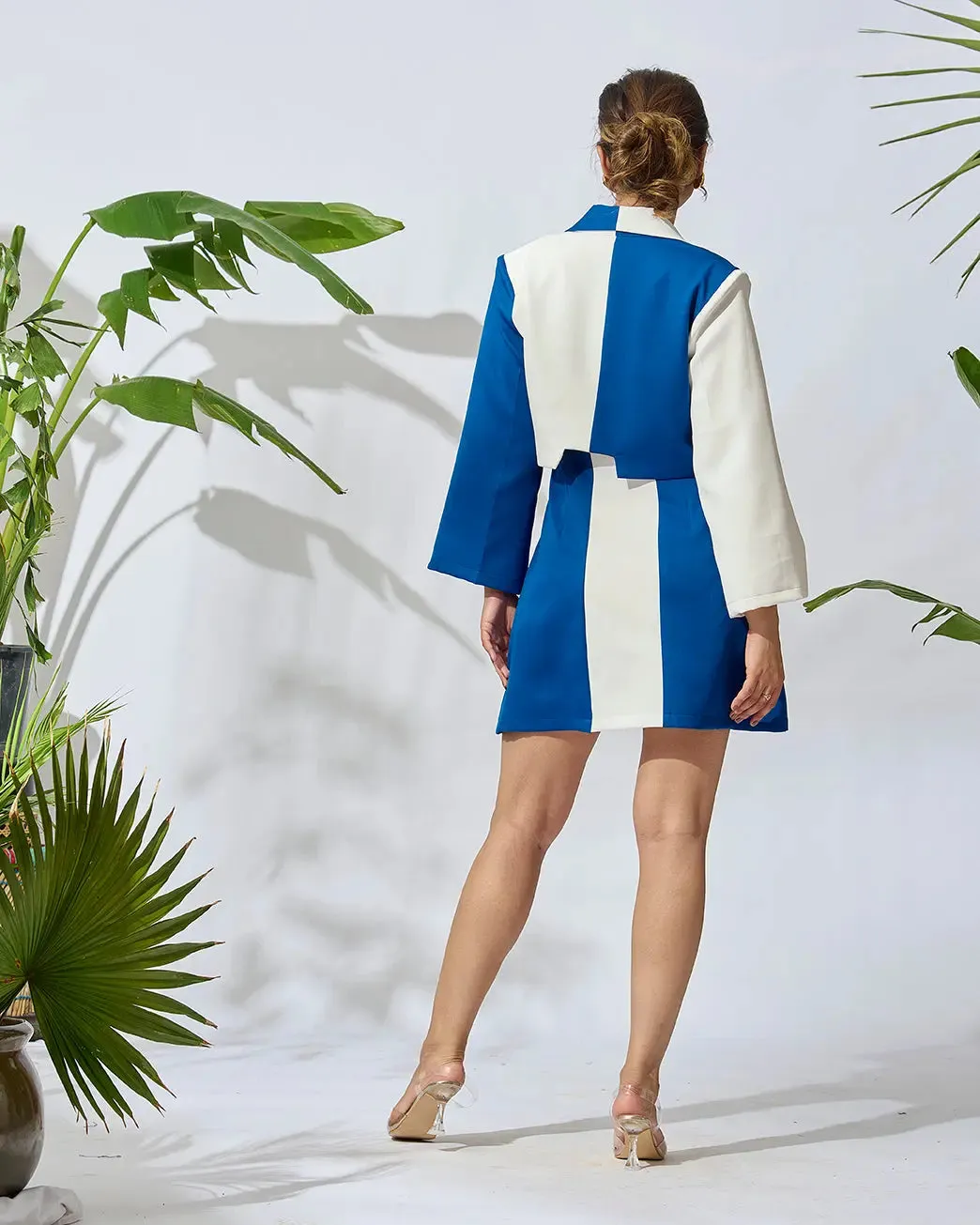 Vivid Contrast Crop Blazer and Mini Dress Duo
