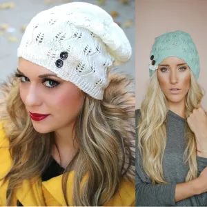 Wholesale Knitted Woolen Cut-out Lace Warm Hat