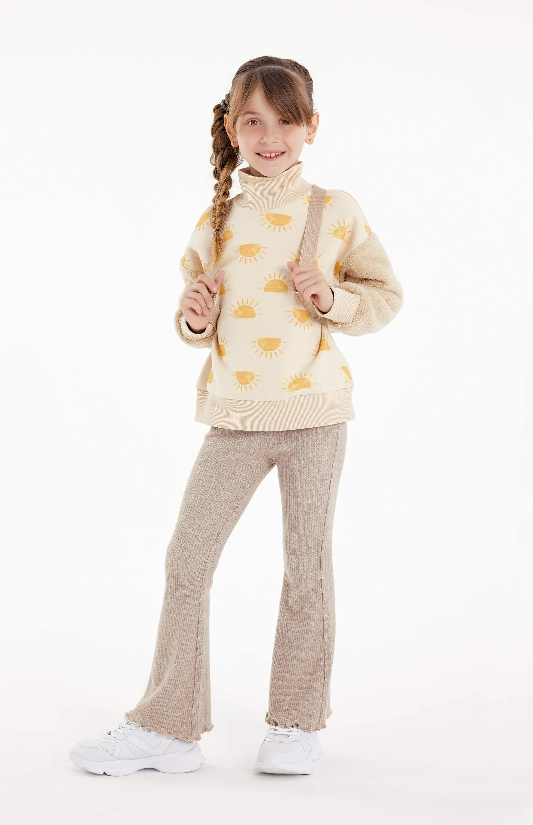 Yellow High Neck Sweatshirt